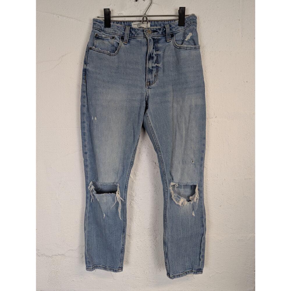 Abercrombie & Fitch Skinny High Rise Jeans Curve Love Cropped Distressed Size 2